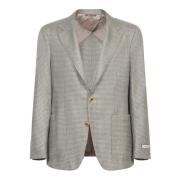 Elegant Houndstooth Cashmere Jacket Canali , Gray , Heren