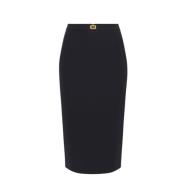 Zwarte rok met glanzende satijnen banden Elisabetta Franchi , Black , ...