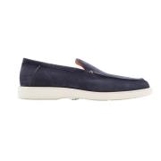 Luxe Leren Loafers voor Mannen Santoni , Blue , Heren