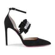 Suede Satin Pump met leren zool Dee Ocleppo , Black , Dames