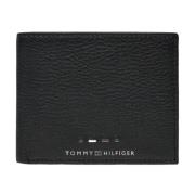 Zwarte Leren Portemonnee Mannen Tommy Hilfiger , Black , Heren