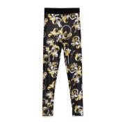 Zwarte en Gouden Modetrousers Versace Jeans Couture , Multicolor , Dam...