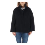 Dubbele Wol/Kasjmier Korte Cape Jas Paltò , Black , Dames