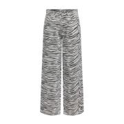 Zebra Wide Denim Jeans Only , Gray , Dames