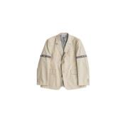 Beige blazerjas met gestreepte voering Thom Browne , Beige , Heren