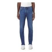 Blauwe Slim Cropped Carrot Broek Jacob Cohën , Blue , Heren