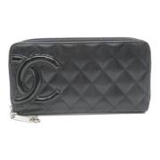 Pre-owned Leather wallets Chanel Vintage , Black , Dames