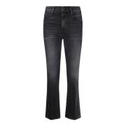 Flared Cut Stretch Jeans met versleten effect Mother , Black , Dames