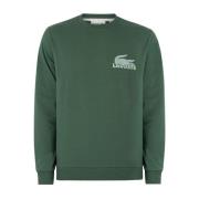 Groene Logo Velours Sweatshirt Lacoste , Green , Heren