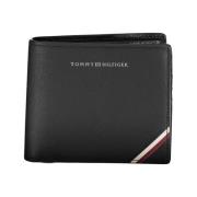 Zwarte Leren Heren Portemonnee Tommy Hilfiger , Black , Heren