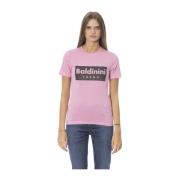 Trendy T-shirt met voorprint Baldinini , Pink , Dames