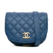 Pre-owned Leather crossbody-bags Chanel Vintage , Blue , Dames