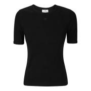 Handtekening Contrast T-shirt Courrèges , Black , Dames