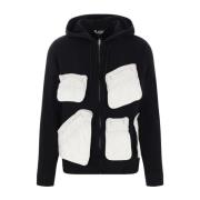 Zwarte Wollen Vilt Hoodie Jas Comme des Garçons , Black , Heren