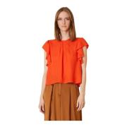 Blouse met ruches Manila Grace , Orange , Dames