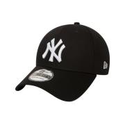 Zwarte logo geborduurde gebogen klep pet New Era , Black , Heren