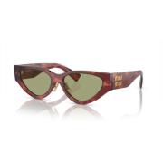 Stijlvolle Havana/Groene Zonnebril Miu Miu , Multicolor , Dames