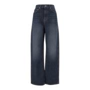 Wijde Pijp Katoen Denim Jeans Khaite , Blue , Dames