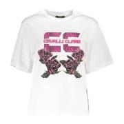 Wit Katoenen T-shirt voor Vrouwen Cavalli Class , White , Dames