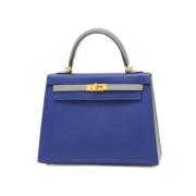 Pre-owned Leather handbags Hermès Vintage , Blue , Dames