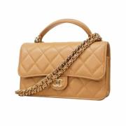 Pre-owned Leather chanel-bags Chanel Vintage , Beige , Dames