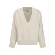 Merinowol V-hals Pullover Sa Su Phi , White , Dames