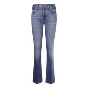 Hoge Taille Flared Stretch Katoenen Jeans 7 For All Mankind , Blue , D...