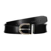 Leren Riem met Metalen Logogesp Calvin Klein , Black , Dames