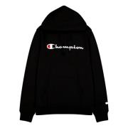 Zwarte Geborduurde Logo Hoodie Champion , Black , Heren