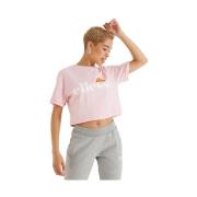 Roze Kort Mouw Bedrukt Logo T-shirt Ellesse , Pink , Dames