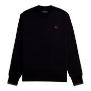 Zwarte Geborduurde Logo Ronde Hals Sweatshirt Fred Perry , Black , Her...