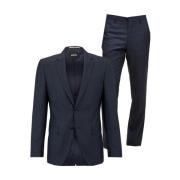 Metallic Effect Wol Tweedelig Pak Hugo Boss , Blue , Heren