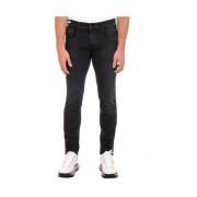 Anbass Hyperflex Stretch Zwarte Denim Jeans Replay , Black , Heren