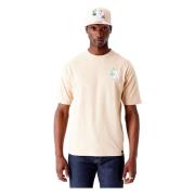 Beige Bloemen Grafische Tee New Era , Beige , Heren