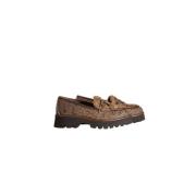 Luipaard Loafer met Horsebit Element Via Vai , Brown , Dames