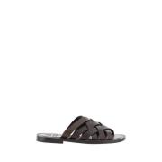 Geweven leren sandalen met blokhak Brunello Cucinelli , Brown , Heren