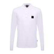 Lange mouw katoenen polo met borstlogo Hugo Boss , White , Heren