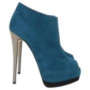 Pre-owned Suede boots Giuseppe Zanotti Pre-owned , Blue , Dames