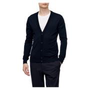 Blauwe Wol Cardigan Sweaters Emporio Armani , Blue , Heren