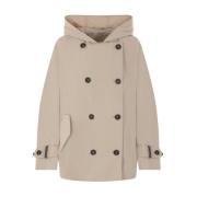 Beige Technische Katoenen Parka met Monile Details Brunello Cucinelli ...