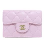 Pre-owned Leather wallets Chanel Vintage , Pink , Dames