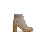 Beige Leren Enkellaarzen met Rubberen Zool Timberland , Beige , Dames