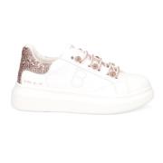 Witte leren sneakers met glitter Tosca Blu , White , Dames