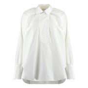 Katoenen Poplin Blouse met Zijsplitten Patou , White , Dames