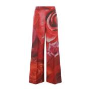 Rode Palazzo Broek Garden Rose Print Roberto Cavalli , Red , Dames