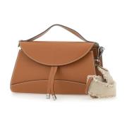 Bruine leren handtas met klep sluiting Gianni Chiarini , Brown , Dames