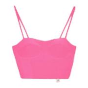 Roze Bustier Top met Metalen Logo Cycle , Pink , Dames