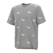 Grijze Hector Logo T-shirt Thom Browne , Gray , Heren