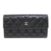 Pre-owned Leather wallets Chanel Vintage , Black , Dames