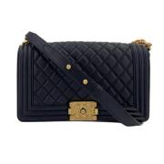 Pre-owned Leather shoulder-bags Chanel Vintage , Blue , Dames